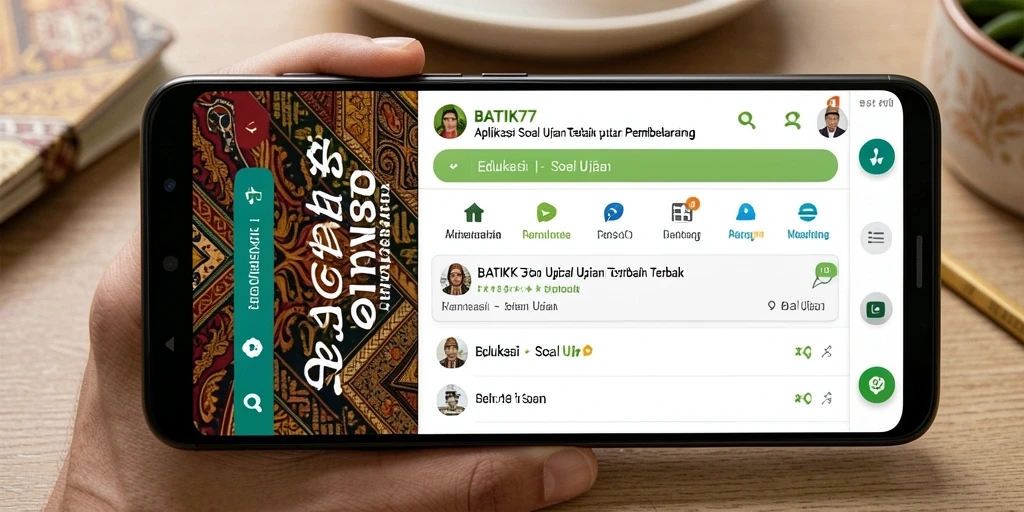 Tampilan antarmuka aplikasi BATIK77 untuk soal ujian yang interaktif.