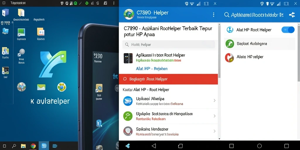 Antarmuka C7890 menampilkan berbagai fitur Root Helper yang intuitif.