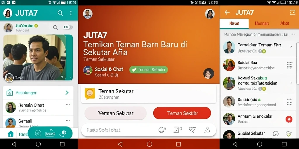 Antarmuka JUTA7 yang memudahkan pencarian teman baru.