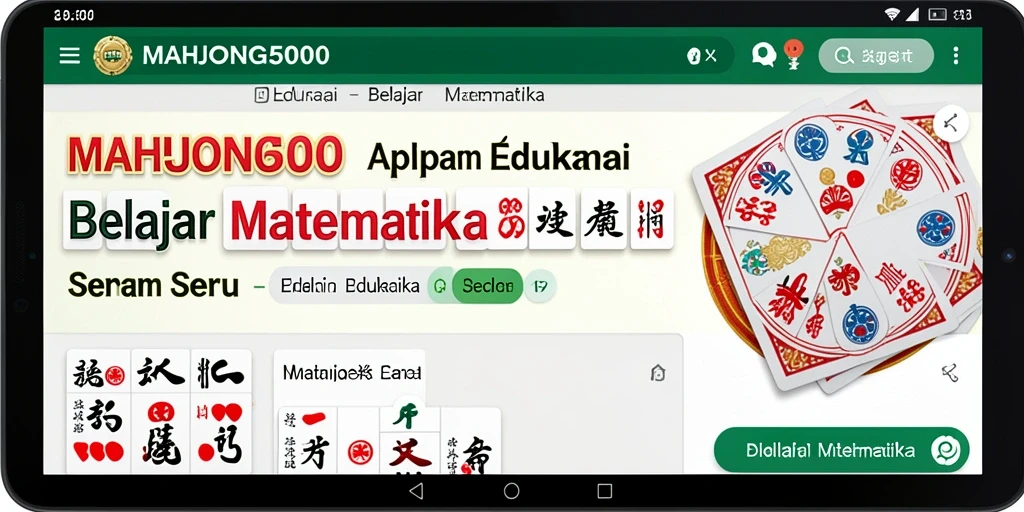 Antarmuka interaktif aplikasi MAHJONG500 untuk belajar matematika.
