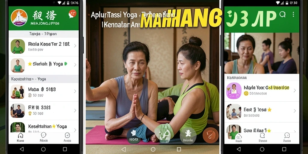 Antarmuka aplikasi MAHJONGJP88 menampilkan latihan yoga yang mudah diikuti.